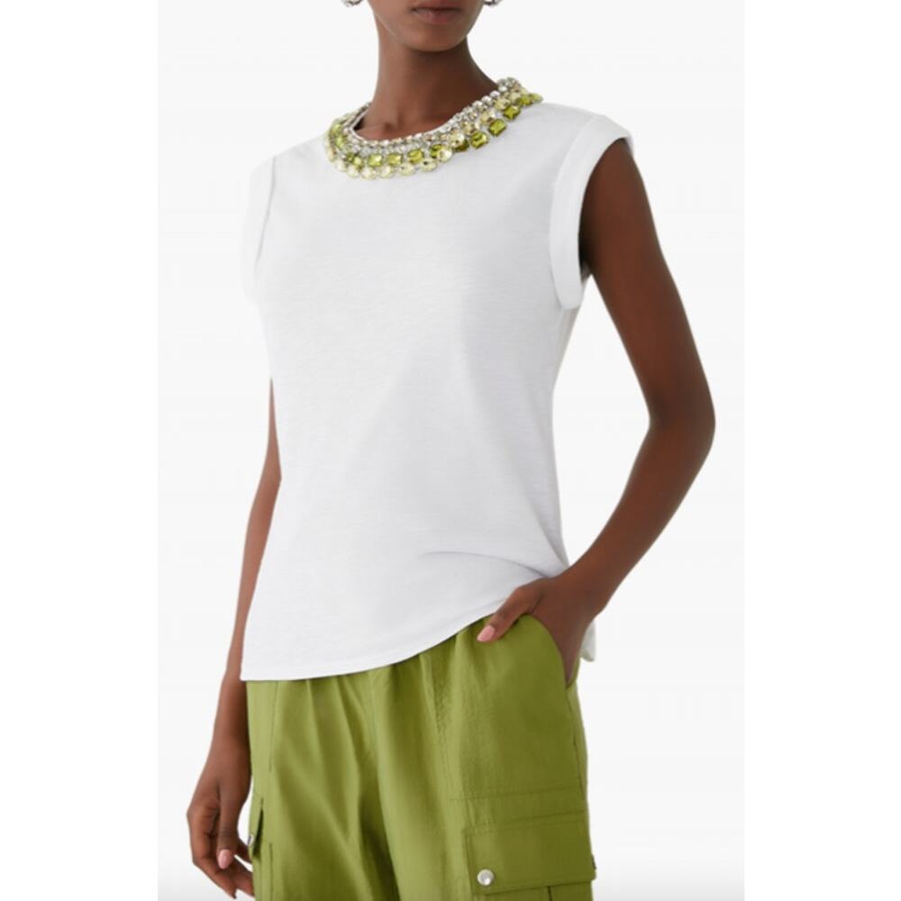 Cinq à Sept Bella Chunky Rhinestone Embellished Tee